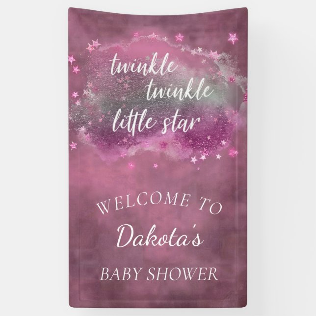 Twinkle Little Star | Dusty Mauve Pink Silver Gray Banner (Vertical)