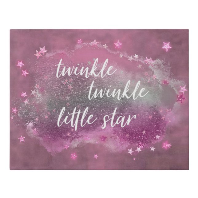 Twinkle Little Star | Dusty Mauve Pink Silver Gray Faux Canvas Print (Front)