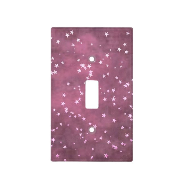 Twinkle Little Star | Dusty Mauve Pink Silver Gray Light Switch Cover (Front)