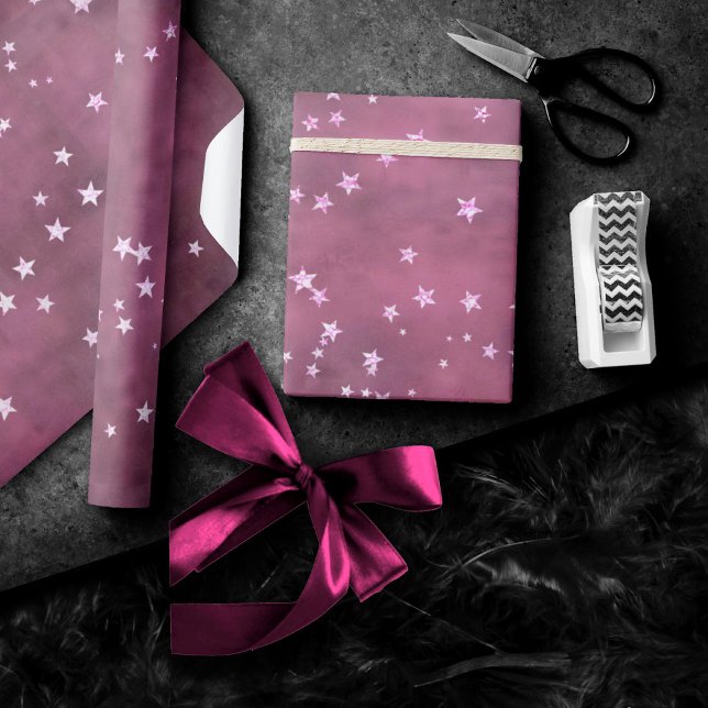 Twinkle Little Star | Dusty Mauve Pink Silver Gray Wrapping Paper (Creator Uploaded)