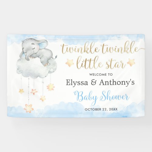 Twinkle Little Star elephant baby shower banner