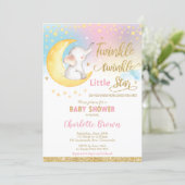 Twinkle Little Star Elephant Baby Shower Girl Invitation (Standing Front)