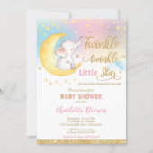 Twinkle Little Star Elephant Baby Shower Girl Invitation (Front)