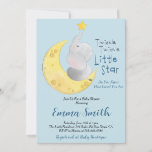 Twinkle Little Star Elephant Baby Shower Invitation
