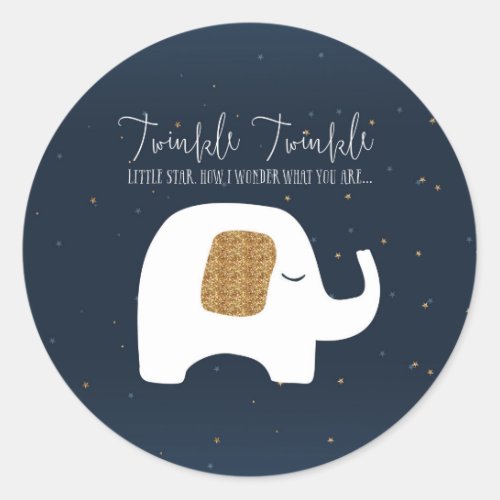 Twinkle Little Star Elephant Baby Shower Stickers