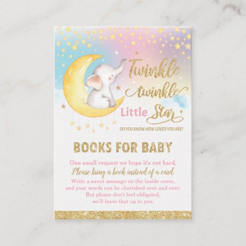 Twinkle Little Star Elephant Girl Bring a Book Enclosure Card