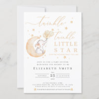 Twinkle Little Star Elephant Neutral Baby Shower Invitation