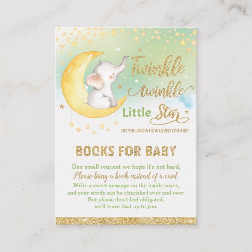 Twinkle Little Star Elephant Neutral Bring a Book Enclosure Card