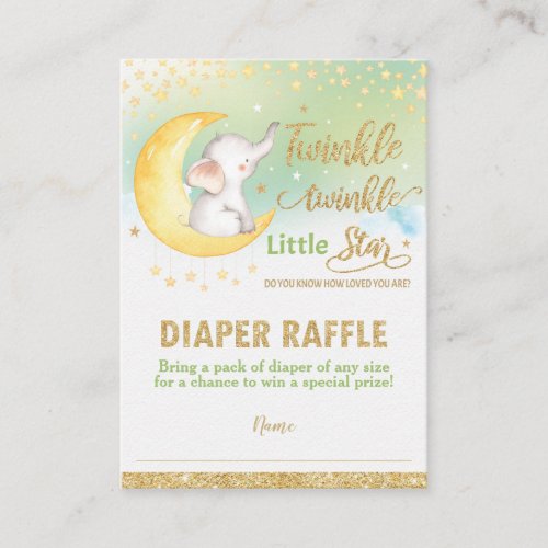 Twinkle Little Star Elephant Neutral Diaper Raffle Enclosure Card