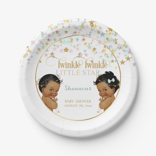 Twinkle Little Star Ethnic Baby Gender Neutral Paper Plates