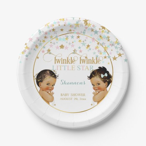 Twinkle Little Star Ethnic Baby Gender Neutral Paper Plates