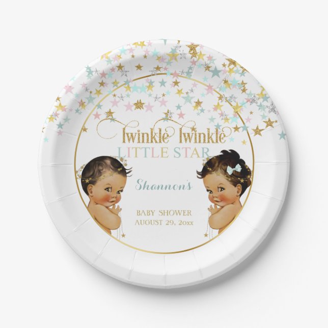 Twinkle Little Star Ethnic Baby Gender Neutral Paper Plates (Front)