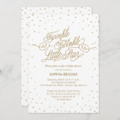 Twinkle Little Star Fancy Gold & White Baby Shower Invitation (Front/Back)