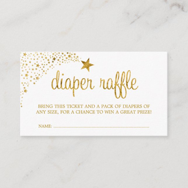 Twinkle Little Star Faux Gold Diaper Raffle Ticket Enclosure Card (Front)