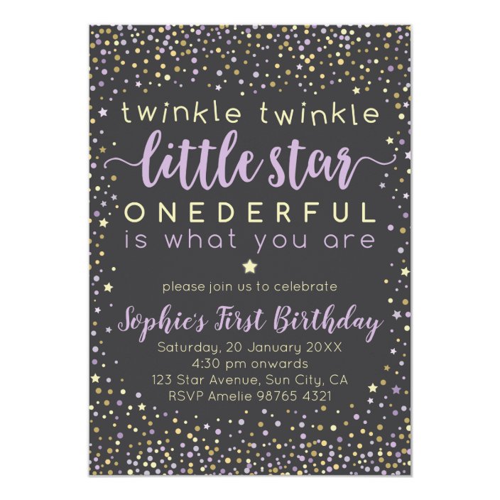 twinkle little star  first birthday invitation  zazzle