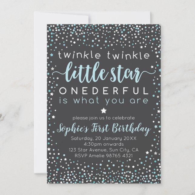 Twinkle Little Star | First Birthday Invitation (Front)