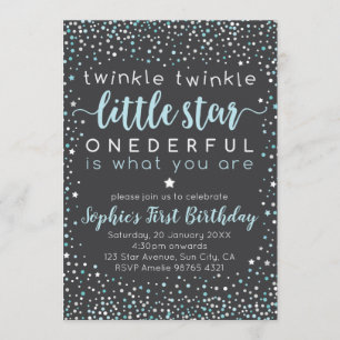 Twinkle Little Star First Birthday Invitation