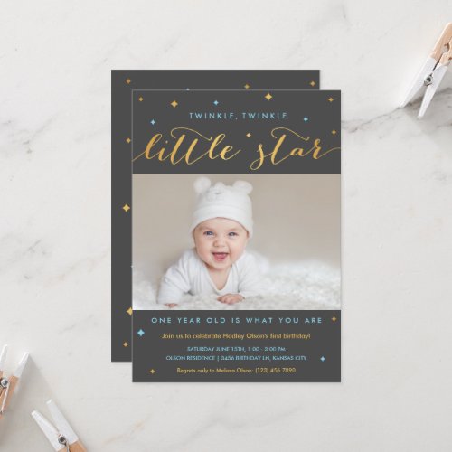 Twinkle Little Star First Birthday Invitation Boy