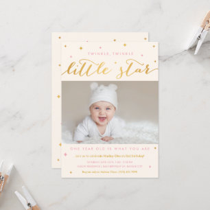 Twinkle Little Star First Birthday Invitation Girl