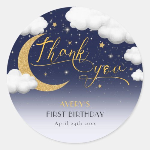 Twinkle Little Star First Birthday Thank You Classic Round Sticker