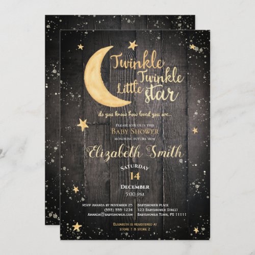 Twinkle little star gender neutral baby shower invitation