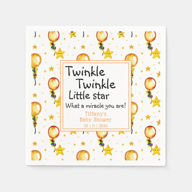 Twinkle Little Star Gender Neutral Baby Shower Napkins (Front)
