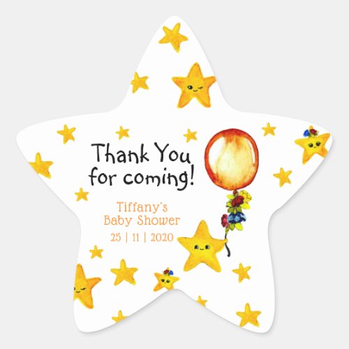 Twinkle Little Star Gender Neutral Baby Shower Star Sticker