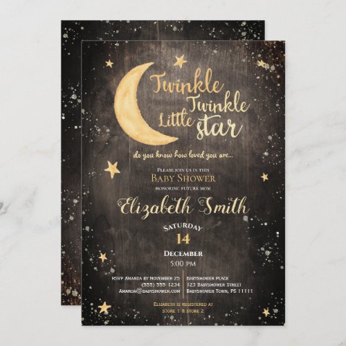 Twinkle little star gender neutral babyshower invitation