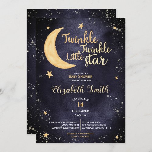 Twinkle little star gender neutral babyshower invitation