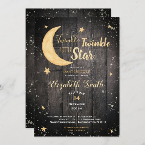 Twinkle little star gender neutral babyshower invitation