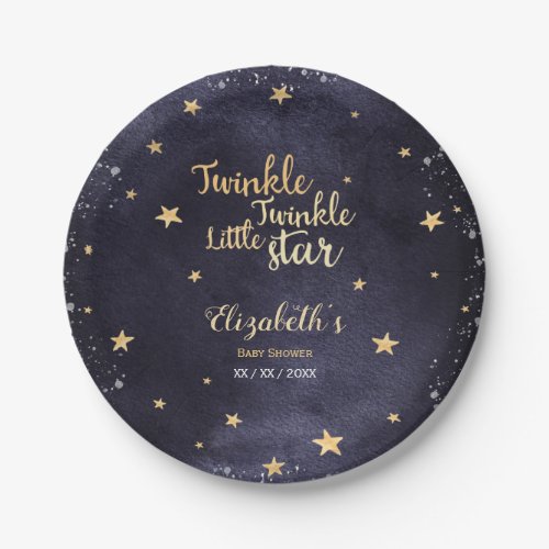 Twinkle little star gender neutral babyshower paper plates