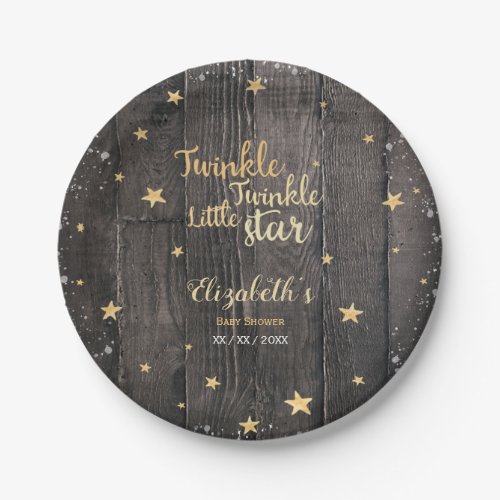 Twinkle little star gender neutral babyshower paper plates