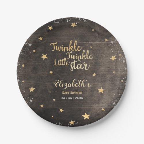 Twinkle little star gender neutral babyshower paper plates