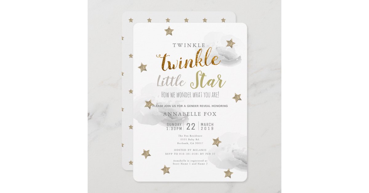 Twinkle Twinkle Gender Neutral Baby Shower Invitations