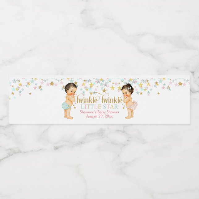 Twinkle Little Star Gender Reveal Baby Water Bottle Label (Single Label)