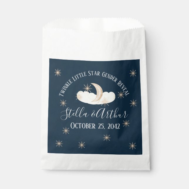 Twinkle Little Star Gender Reveal– Celestial Party Favor Bag (Front)