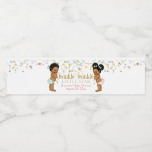 Twinkle Little Star Gender Reveal Ethnic Water Bottle Label