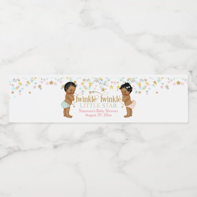 Twinkle Little Star Gender Reveal Ethnic Water Bottle Label (Single Label)