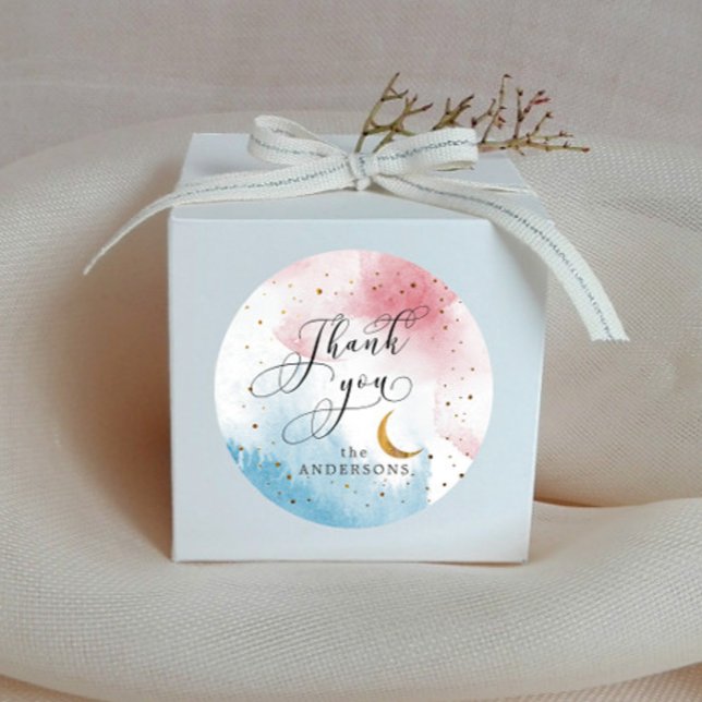 Twinkle Little Star Gender Reveal Favor Classic Round Sticker (Creator Uploaded)