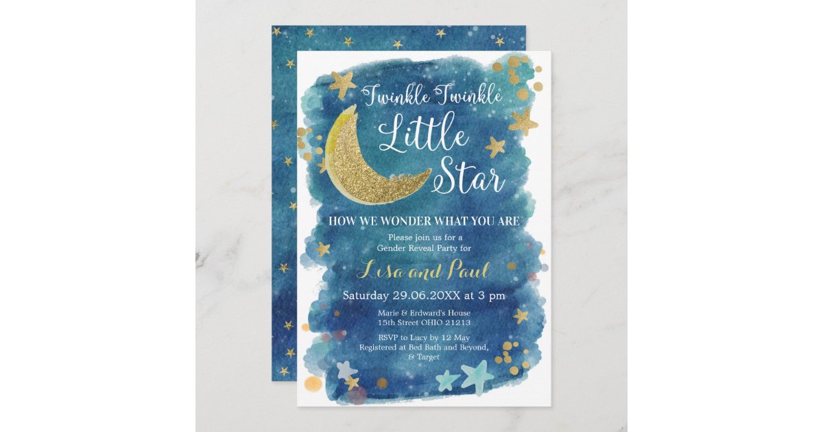 Twinkle Little Star gender reveal Invitation | Zazzle