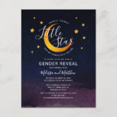 Twinkle Little Star Gender Reveal Navy Purple Invitation Postcard (Front)