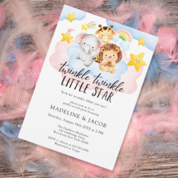 Twinkle Little Star Gender Reveal Party Invitation by lilanab2 at Zazzle