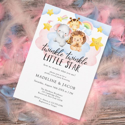 Twinkle Little Star Gender Reveal Party Invitation