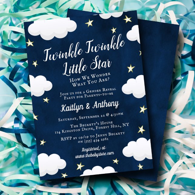 Twinkle Little Star Gender Reveal Party Invitation (Creator Uploaded)