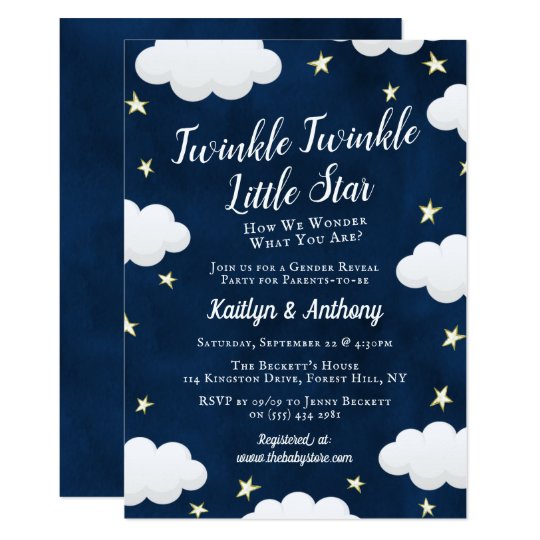 Twinkle Little Star Gender Reveal Party Invitation | Zazzle.com