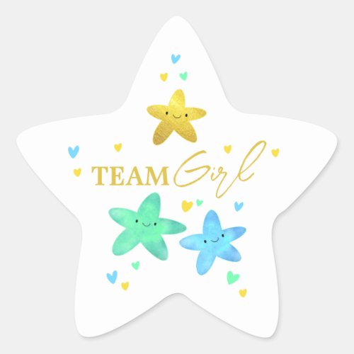 Twinkle Little Star Gender Reveal Team Girl Star Sticker