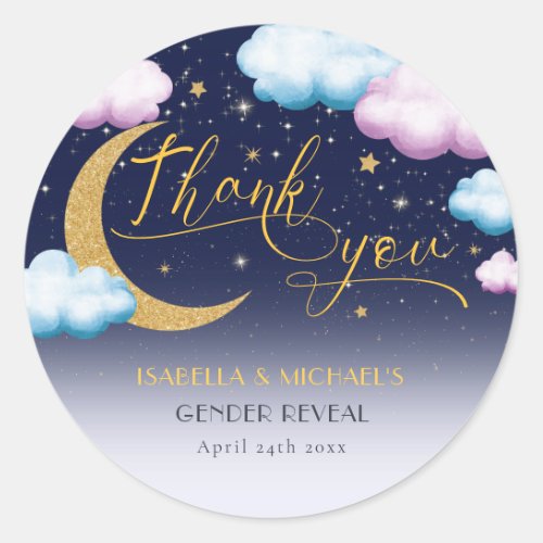 Twinkle Little Star Gender Reveal Thank You Classic Round Sticker