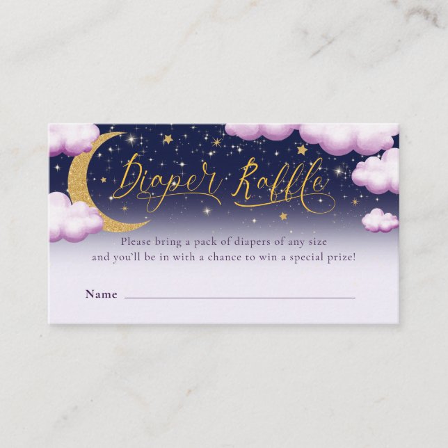 Twinkle Little Star Girl Baby Shower Diaper Raffle Enclosure Card (Front)