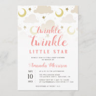 twinkle little star girl baby shower invitation