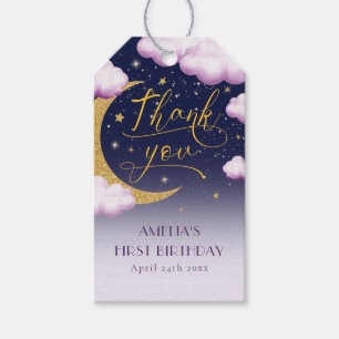Twinkle Little Star Girl First Birthday Thank You Gift Tags